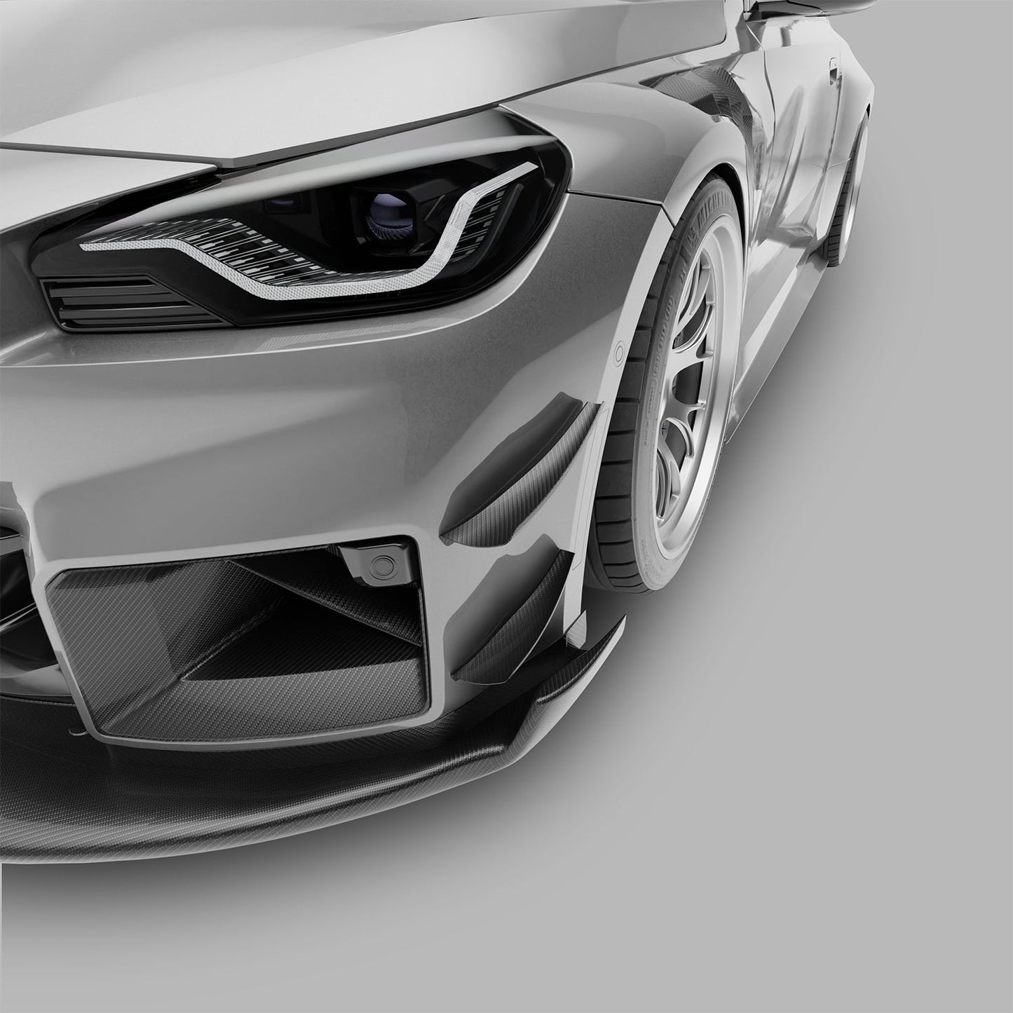 BMW M2 G87 Carbon Fiber Front Bumper Canards - Revozport
