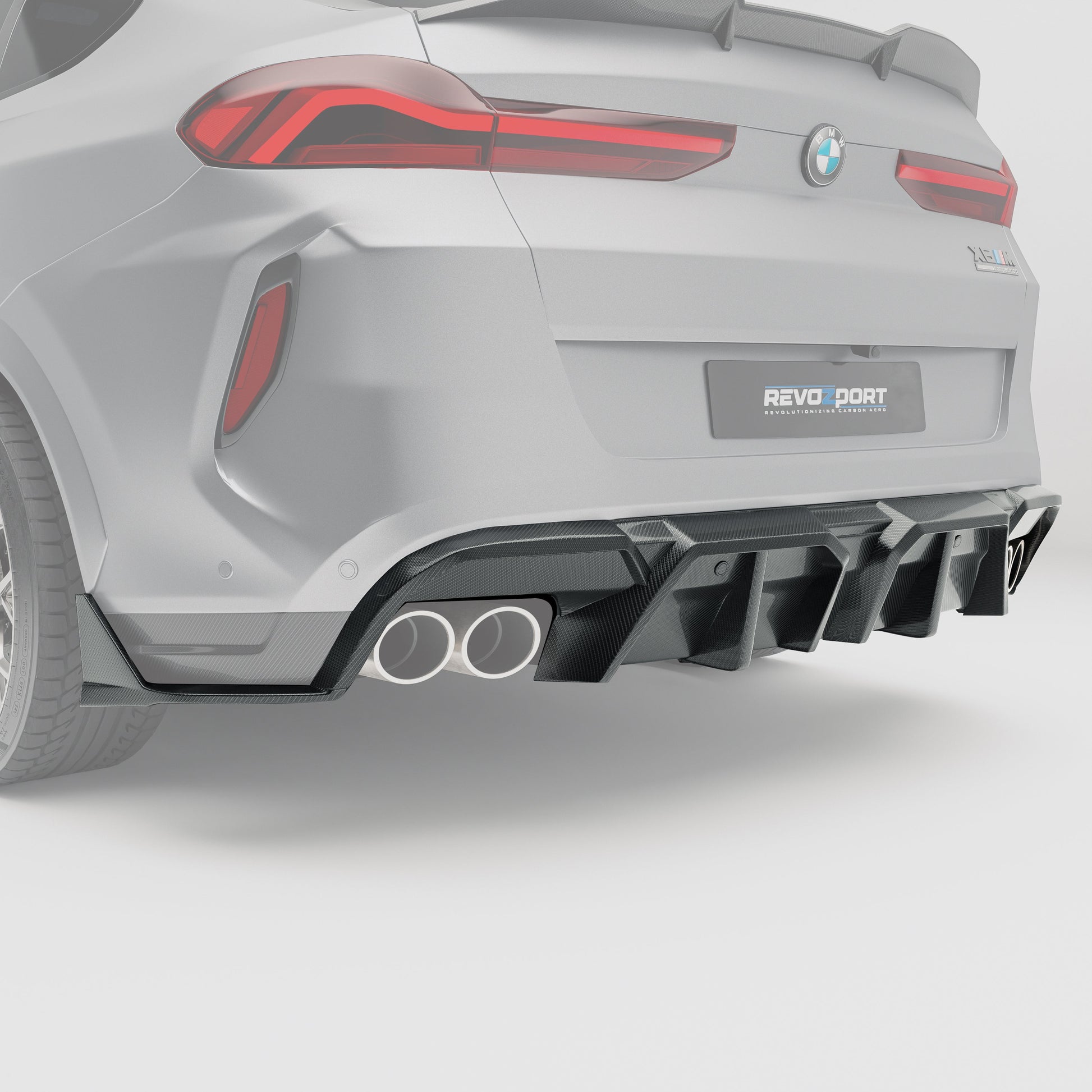 BMW X6M F96 LCI Carbon Fiber Rear Diffuser - Revozport